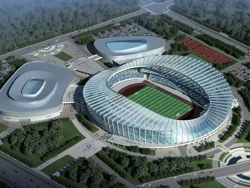 Pre-gama nga istruktura sa asero alang sa sports center complex